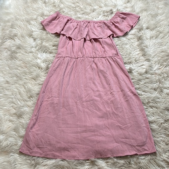 Charming Charlie Pink button down off the shoulder dress size medium - Picture 5 of 10